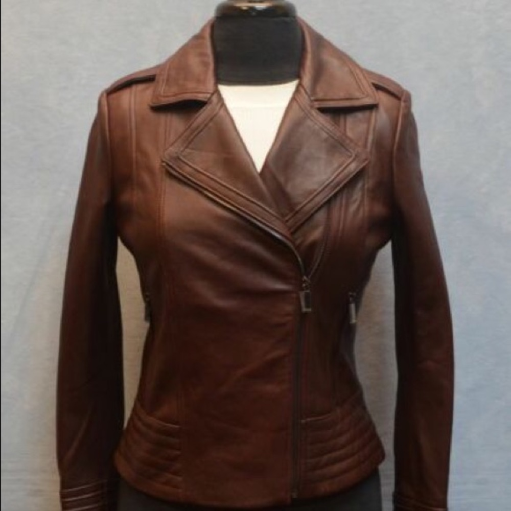 Badgley Mischka leather biker jacket size small